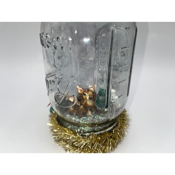 Vtg Ceramic Deer Bell Jar Diorama Decor It's like Christmas magic in here! OOAK - Picture 13 of 16